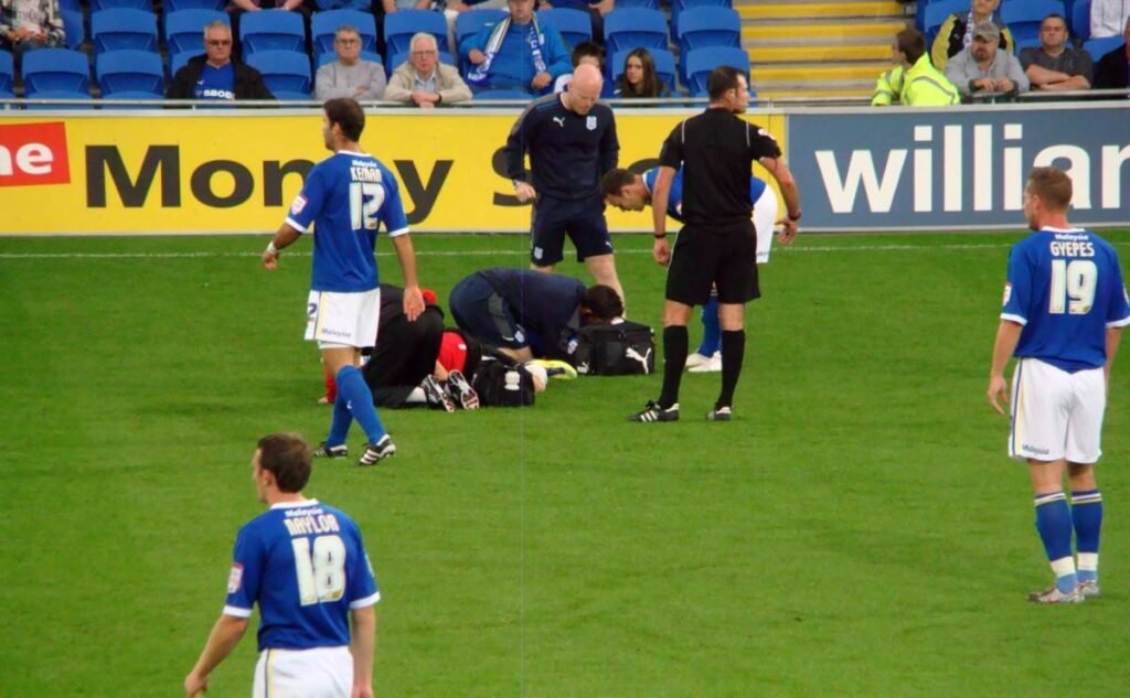 Injury Break in football stadium