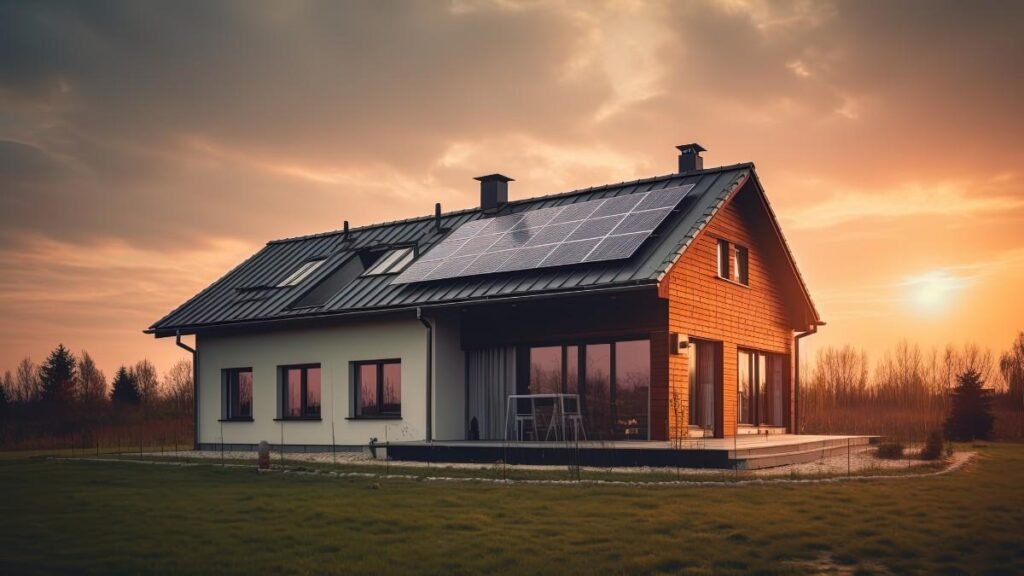 A house with solar roof