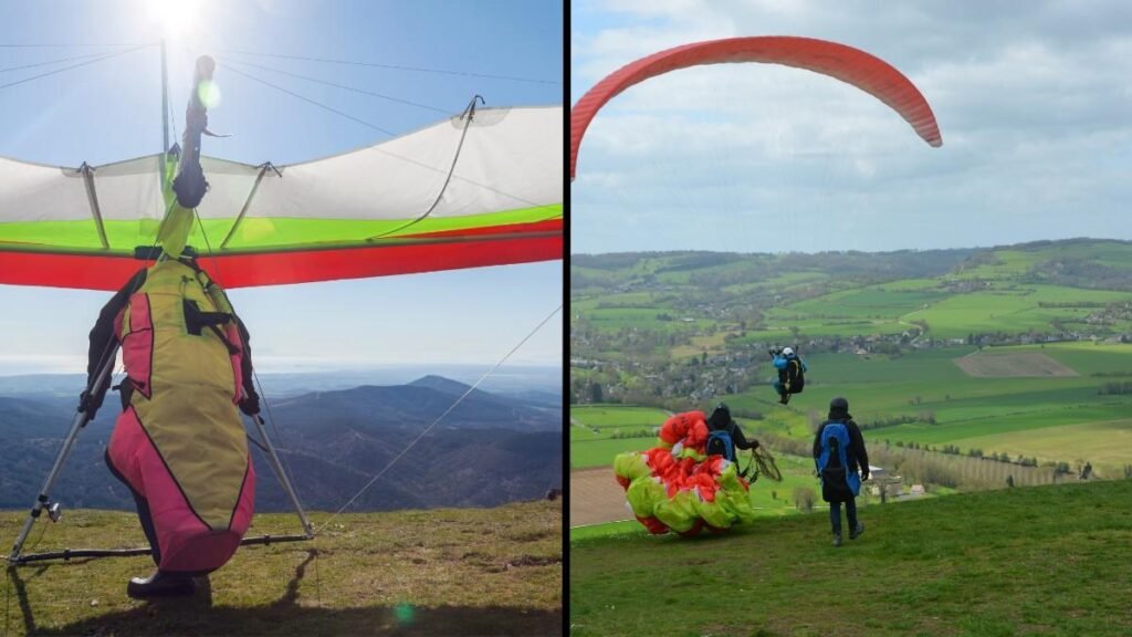 Glider and Paraglider  are ready to take off.