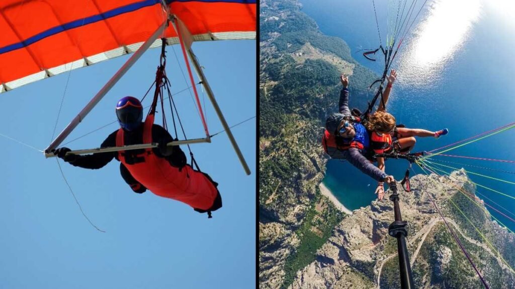 Comparison between hang glider and paraglider