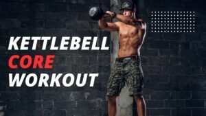 An athlete performing kettlebell core workout