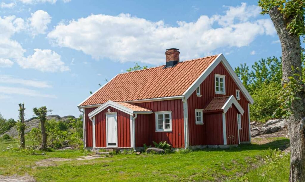 An alone beautiful small house with vent on roof