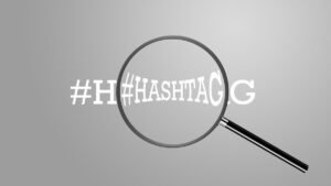 Hashtag with search symbol