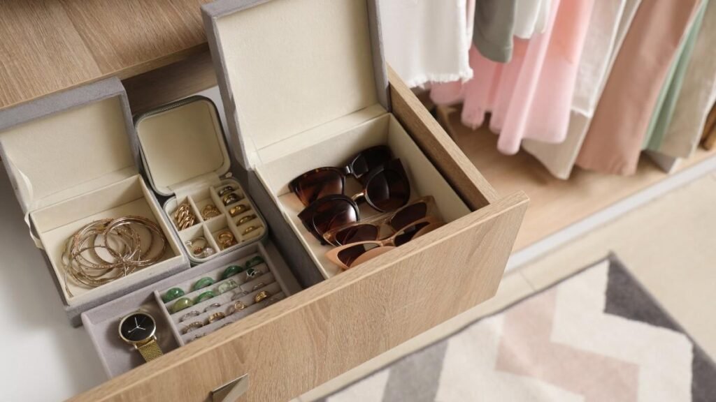 Accessories in wardrobe